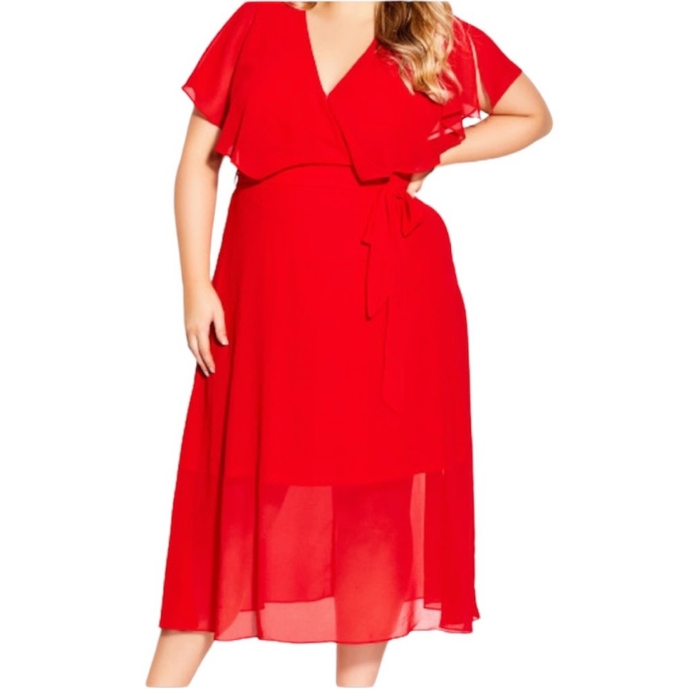 City Chic Softly Tied Midi Dress in Lipstick SZ 20 NWT - Picture 1 of 6